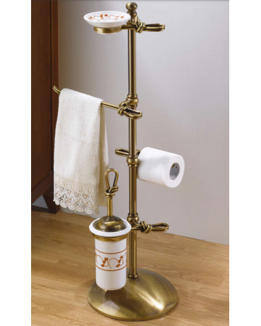 Piantana WC porta asciugamani rotolo scopino ottone bronzato doppio nodo