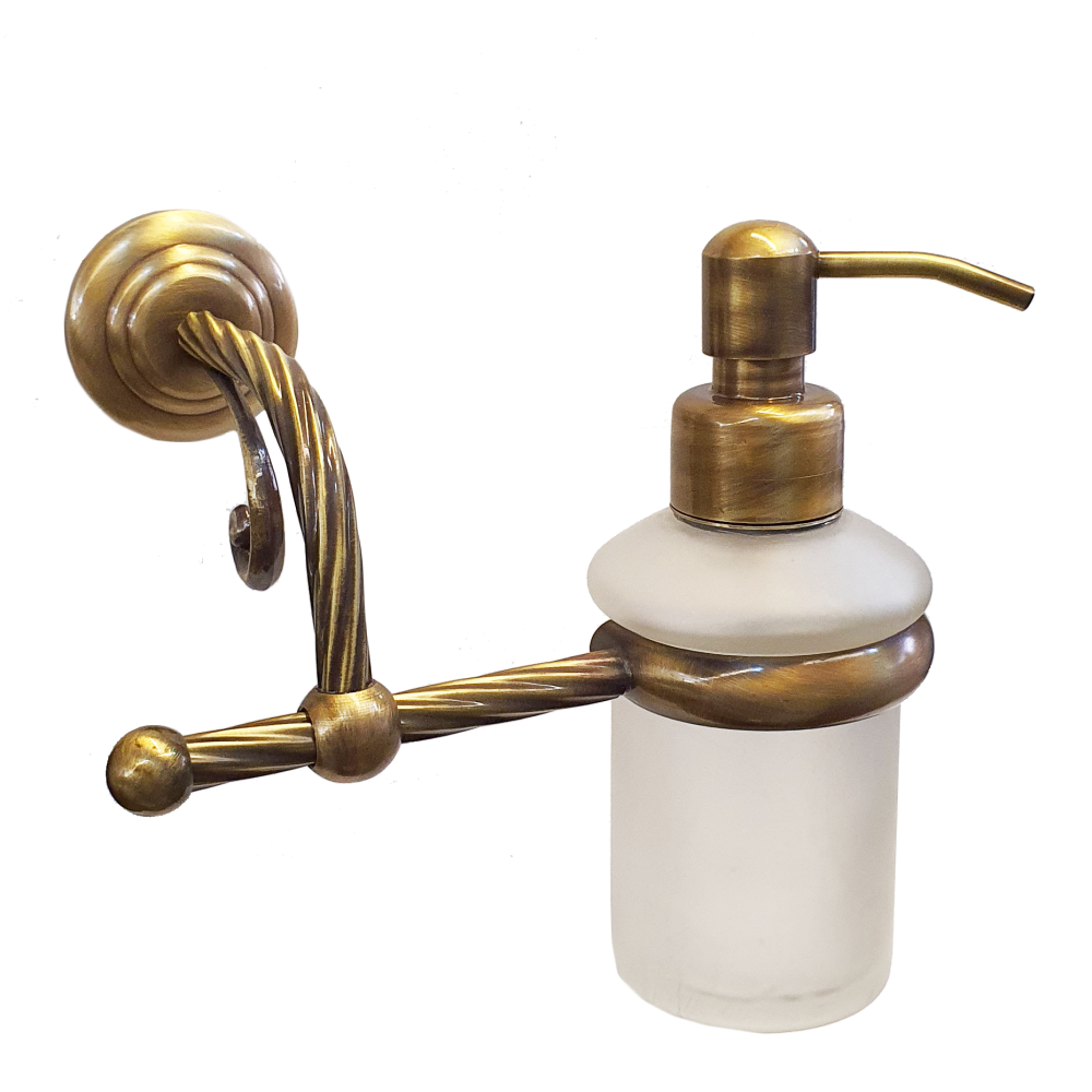 Dosatore sapone liquido bagno stile classico in ottone bronzato edera