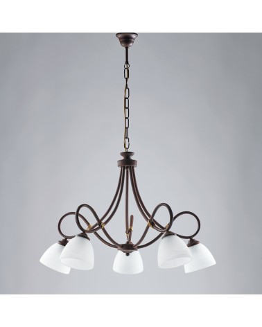 Lampadario A Sospensione In Ferro Dalia - 40W, Attacco E27, Colore Rame/Bianco - Lampada Per Interni, Design Moderno, Installazione Semplice