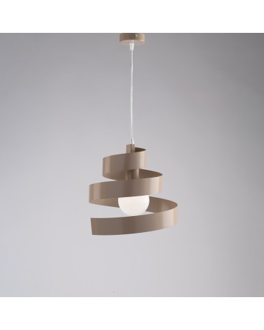 Lampadario sospensione spirale design moderno metallo tortora bl141-1-t