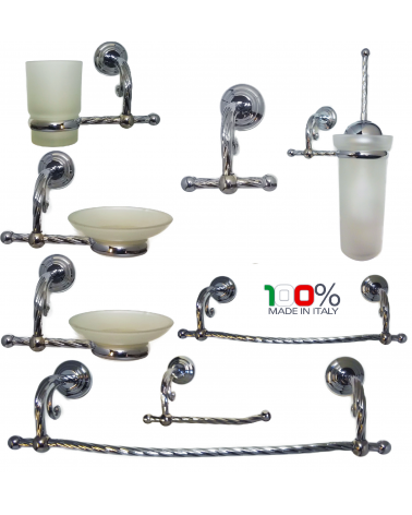 Set accessori bagno stile moderno 8 pezzi in ottone cromato ceramica free