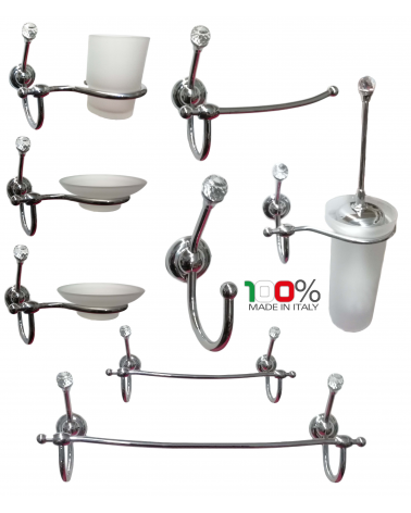 Set accessori bagno stile moderno 8 pezzi in ottone cromato ceramica free